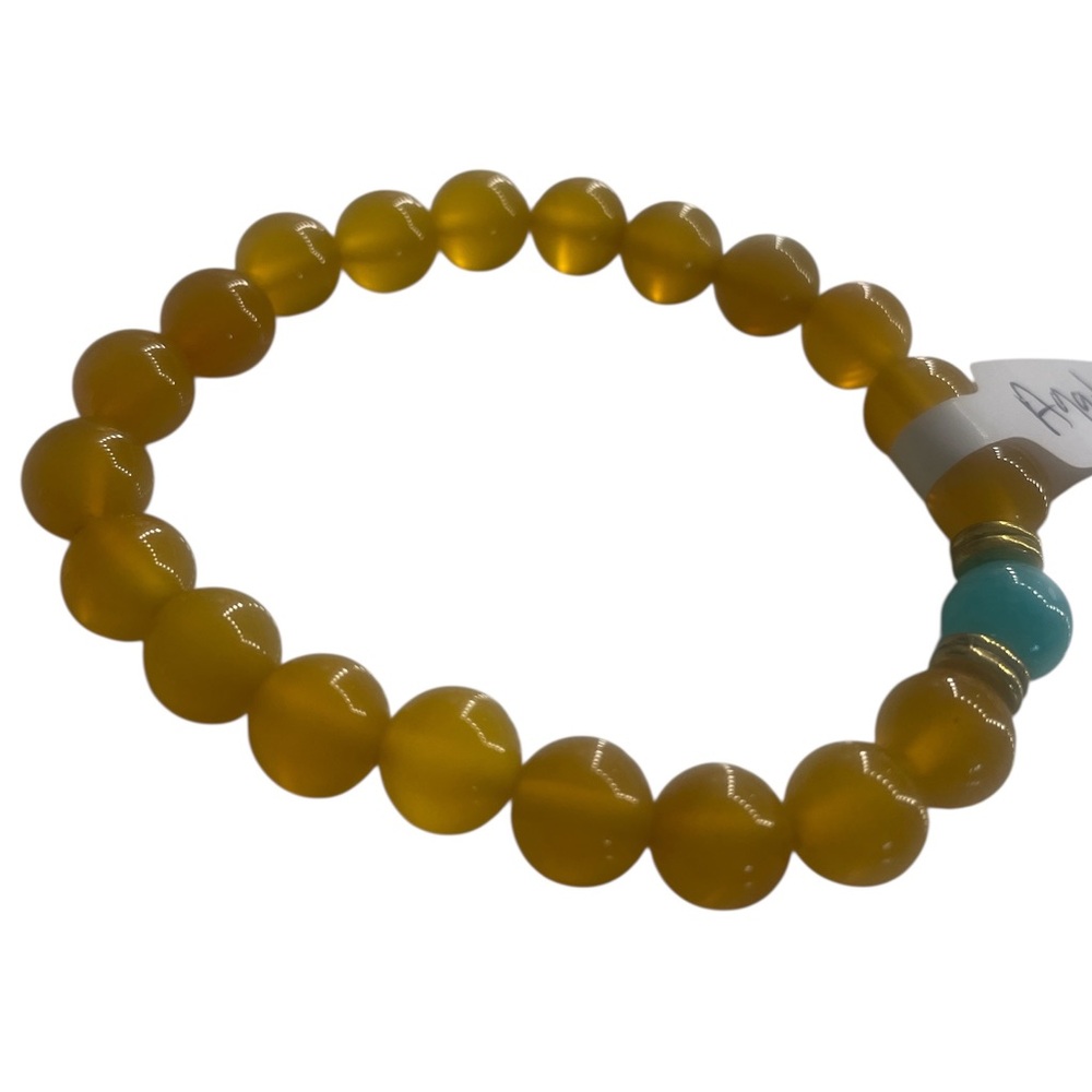 Golden Yellow agate gemstone bracelet - Picture 4 of 5